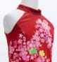 Kids Japan Fabric Long Dress with Cherry Blossom Print / Velvet / Red / JWp002rd