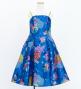 Kids Japan Fabric Long Dress with Chrysanthemum & Plum Blossom & Cherry Blossom Print / Shantung / Blue / JWp003bl