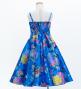 Kids Japan Fabric Long Dress with Chrysanthemum & Plum Blossom & Cherry Blossom Print / Shantung / Blue / JWp003bl