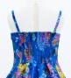Kids Japan Fabric Long Dress with Chrysanthemum & Plum Blossom & Cherry Blossom Print / Shantung / Blue / JWp003bl