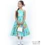 Kids Japan Fabric Long Dress with Chrysanthemum & Plum Blossom & Cherry Blossom Print / Shantung / Light Blue / JWp003lbl