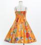 Kids Japan Fabric Long Dress with Chrysanthemum & Plum Blossom & Cherry Blossom Print / Shantung / Orange / JWp003or