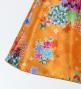Kids Japan Fabric Long Dress with Chrysanthemum & Plum Blossom & Cherry Blossom Print / Shantung / Orange / JWp003or