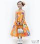 Kids Japan Fabric Long Dress with Chrysanthemum & Plum Blossom & Cherry Blossom Print / Shantung / Orange / JWp003or