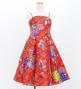 Kids Japan Fabric Long Dress with Chrysanthemum & Plum Blossom & Cherry Blossom Print / Shantung / Red / JWp003rd