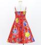 Kids Japan Fabric Long Dress with Chrysanthemum & Plum Blossom & Cherry Blossom Print / Shantung / Red / JWp003rd
