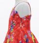 Kids Japan Fabric Long Dress with Chrysanthemum & Plum Blossom & Cherry Blossom Print / Shantung / Red / JWp003rd