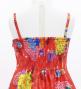 Kids Japan Fabric Long Dress with Chrysanthemum & Plum Blossom & Cherry Blossom Print / Shantung / Red / JWp003rd
