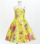 Kids Japan Fabric Long Dress with Chrysanthemum & Plum Blossom & Cherry Blossom Print / Shantung / Yellow / JWp003ye