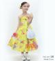 Kids Japan Fabric Long Dress with Chrysanthemum & Plum Blossom & Cherry Blossom Print / Shantung / Yellow / JWp003ye