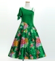 Kids Japan Fabric One Shoulder Frill Sleeve Long Dress / Green / JWp004gr