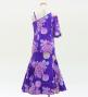 Kids Japan Fabric One Shoulder Frill Sleeve Long Dress with Chrysanthemum Print / Purple / JWp005pu