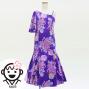 Kids Japan Fabric One Shoulder Frill Sleeve Long Dress with Chrysanthemum Print / Purple / JWp005pu