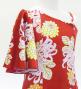 Kids Japan Fabric One Shoulder Frill Sleeve Long Dress with Chrysanthemum Print / Red / JWp005rd