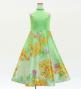 Kids Japan Fabric American Armhole Long Dress with Chrysanthemum Print / Light Green / JWp006lgr