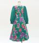 Kids Japan Fabric Long Sleeve Dress with Peony Print / Turquoise Blue / JWp007tbl