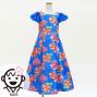 Kids Japan Fabric Long Dress with Peony Print / Blue / JWp008bl