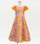 Kids Japan Fabric Long Dress with Peony Print / Orange / JWp008or