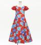 Kids Japan Fabric Long Dress with Peony Print / Red / JWp008rd