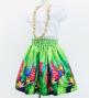 Hula Kids Shantung Pa'u Skirt with Red Ginger & Strelitzia Print / Luxury Collection / Jp107-4