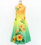 Hula Kids Long Hibiscus Dress with Velvet / Luxury Collection / Orange & Aqua / Jp123oraq