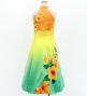 Hula Kids Long Hibiscus Dress with Velvet / Luxury Collection / Orange & Aqua / Jp123oraq