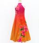 Hula Kids Long Hibiscus Dress with Velvet / Luxury Collection / Pink & Orange / Jp123pior