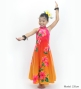 Hula Kids Long Hibiscus Dress with Velvet / Luxury Collection / Pink & Orange / Jp123pior