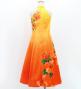 Hula Kids Long Hibiscus Dress with Velvet / Luxury Collection / Yellow & Orange / Jp123yeor