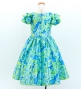 Hula Kids Midi Dress with Hibiscus Print / Luxury Collection / Blue & YellowGreen / Jp128blyegr