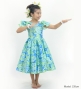 Hula Kids Midi Dress with Hibiscus Print / Luxury Collection / Blue & YellowGreen / Jp128blyegr