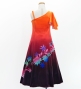 Hula Kids One Shoulder Long Frill sleeve Dress with Protea & tiare  / Luxury Collection / OR & BR / Jp129orbr
