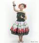 Hula Kids Blouse & Double Pa'u Set-Up with Hibiscus Print / Luxury Collection / Black / Jp132bk