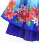 Hula Kids Blouse & Double Pa'u Set-Up with Hibiscus Print / Luxury Collection / Blue / Jp132bl