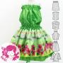 Hula Kids Blouse & Double Pa'u Set-Up with Hibiscus Print / Luxury Collection / Green / Jp132gr