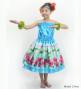 Hula Kids Blouse & Double Pa'u Set-Up with Hibiscus Print / Luxury Collection / Light Blue / Jp132lbl