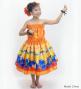 Hula Kids Blouse & Double Pa'u Set-Up with Hibiscus Print / Luxury Collection / Orange / Jp132or