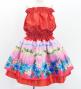 Hula Kids Blouse & Double Pa'u Set-Up with Hibiscus Print / Luxury Collection / Red / Jp132rd