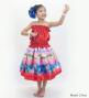 Hula Kids Blouse & Double Pa'u Set-Up with Hibiscus Print / Luxury Collection / Red / Jp132rd