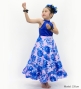 Hula Kids Long Frill Shantung Circular Skirt with Protea Print / Pink & Blue / Jp146