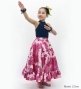 Hula Kids Long Frill Shantung Circular Skirt with Plumeria Lei Print / Red Purple / Jp148