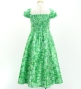 Hula Kids Long Dress with Hawaiian Flower Print / Luxury Collection / Green / Jp153gr