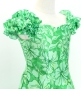 Hula Kids Long Dress with Hawaiian Flower Print / Luxury Collection / Green / Jp153gr