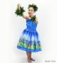 Hula Kids Blouse & Double Pa'u Set-Up with Hawaiian Flower & Sea Print / Luxury Collection / Jp161-7