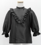 Hula Kids Yoke Frill Blouse with Shantung / Black / Jp164bk