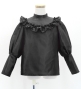 Hula Kids Yoke Frill Blouse with Shantung / Black / Jp165bk