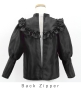 Hula Kids Yoke Frill Blouse with Shantung / Black / Jp165bk