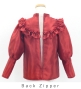 Kids Custom Yoke Frill Blouse with Shantung / JCp111-solid