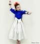 Hula Kids Long Shantung Circular Skirt with Kahiko & Hibiscus Print / White / Jp170-2