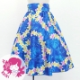 Hula Kids Long Shantung Circular Skirt with Plumeria Lei Print / Blue / Jp170-3